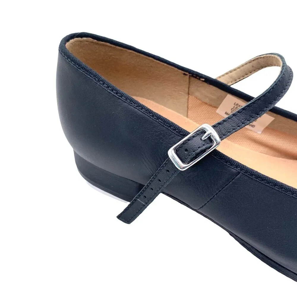 Little Girls Black Leather Mary Jane Tap Shoes Dance New Recital 10 10.5 11 New
